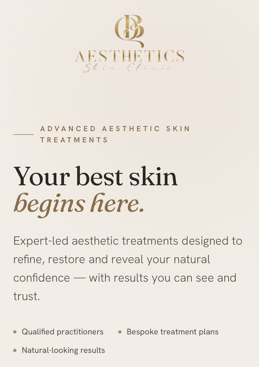 QB Aesthetics landing page hero